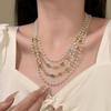 French Retro Multi-layer Pearl Glass Necklace: Elegant Clavicle Chain with Court Style