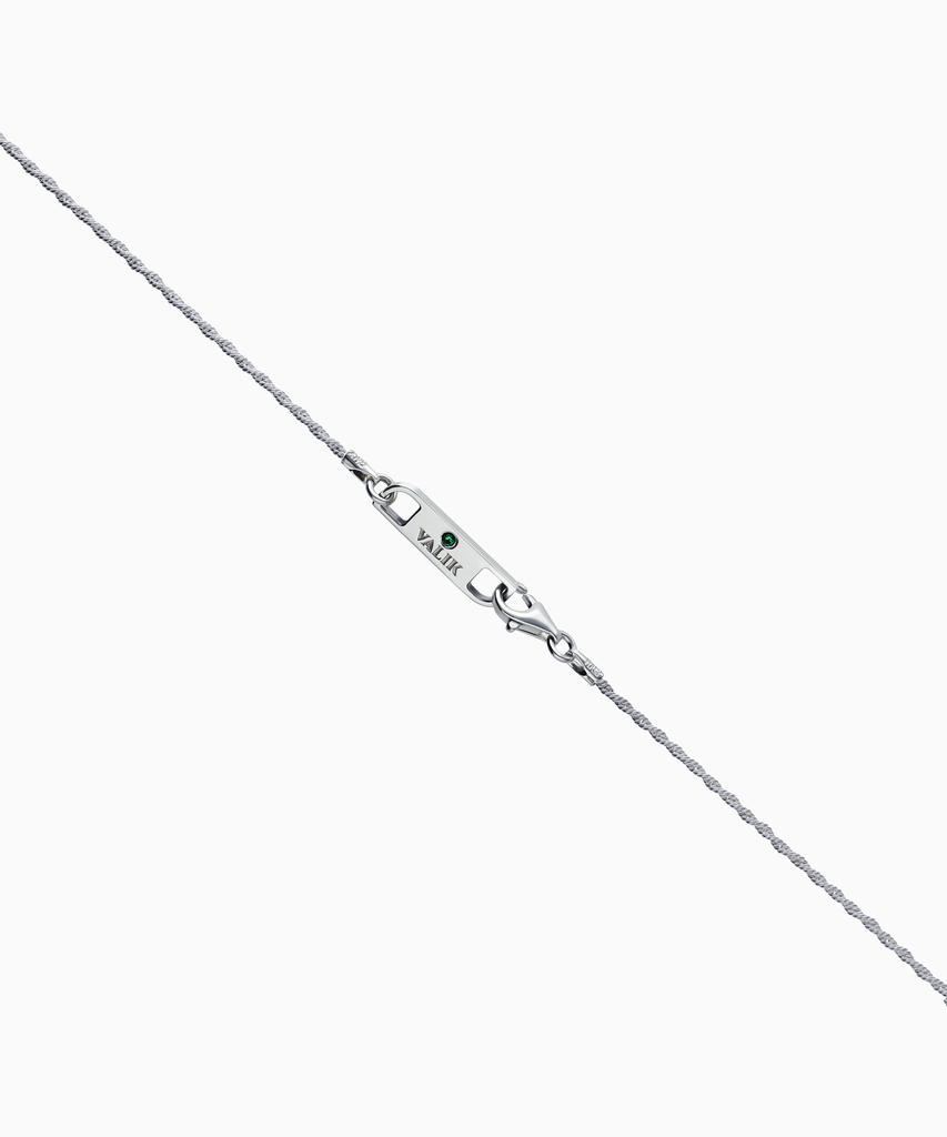 Valik [925 Silver] No. 84 Green Tag Rope Chain Bracelet
