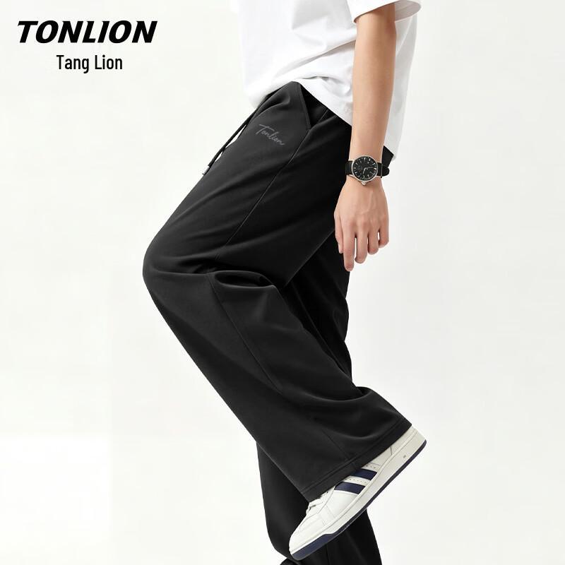 TonLion Men s Ice Silk Straight Wide-Leg Cool-Touch Casual Pants M