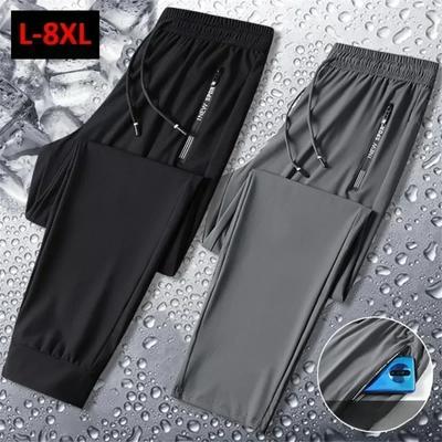 Sommer Coole Hosen Männer 6XL Plus Szie Jogginghose Mode Lässig Stretch Hosen Männlichen Große Größe 7XL 8XL Sommer Hose Schwarz Grau