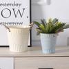 Vintage White Metal Planter Pot with Rope Handles 21cm Tall Drainage Hole Retro Style Flower Pot