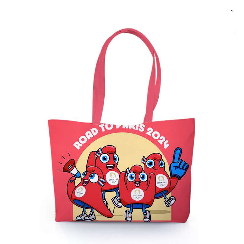 Paris 2024 Sports Competition Mascot Phryge Large Capacity Pu Material  Handbag