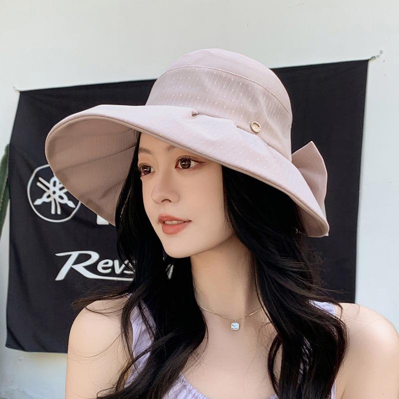 New small standard bow bucket hat summer sunscreen sunshade versatile basin hat outdoor travel vacation beach hat tide