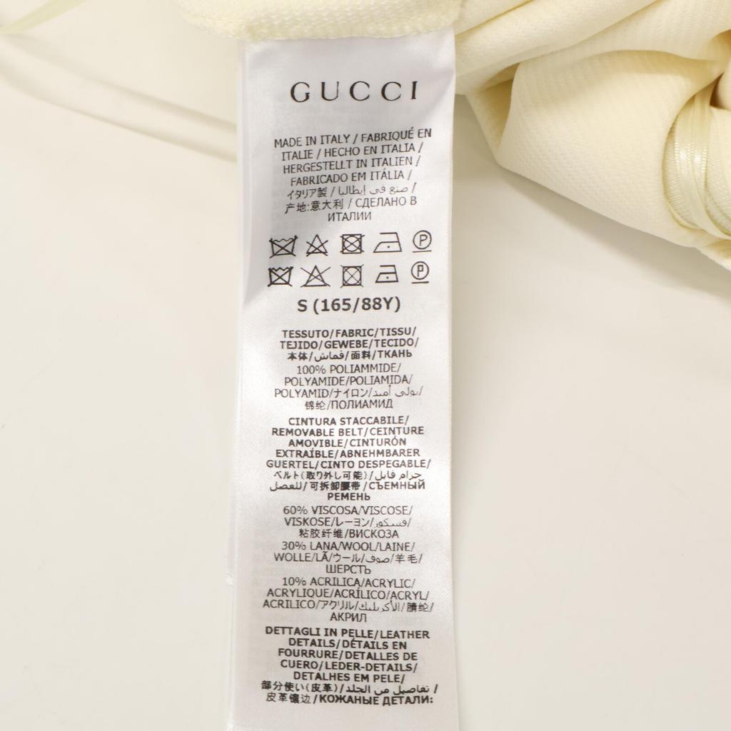 GUCCI 653408/670292 White Blue Trim Jersey Dress with Gold Button Wrap Dress dress S whiteUsed