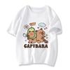 2026 Summer New Personalized Children's T-shirt Soft Cute Kapibala Printed Pure Cotton T-shirt Parent Child Fashion Brand Top