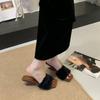 2025 New Square Head Slope High Heel Open-toed Niche Wear Half-drag OL Women's Sandals Mao Mao