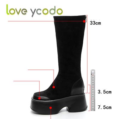 Επώνυμες γυναικείες άνετες μπότες μόδας με χοντρή σόλα φθινοπώρου και χειμώνα