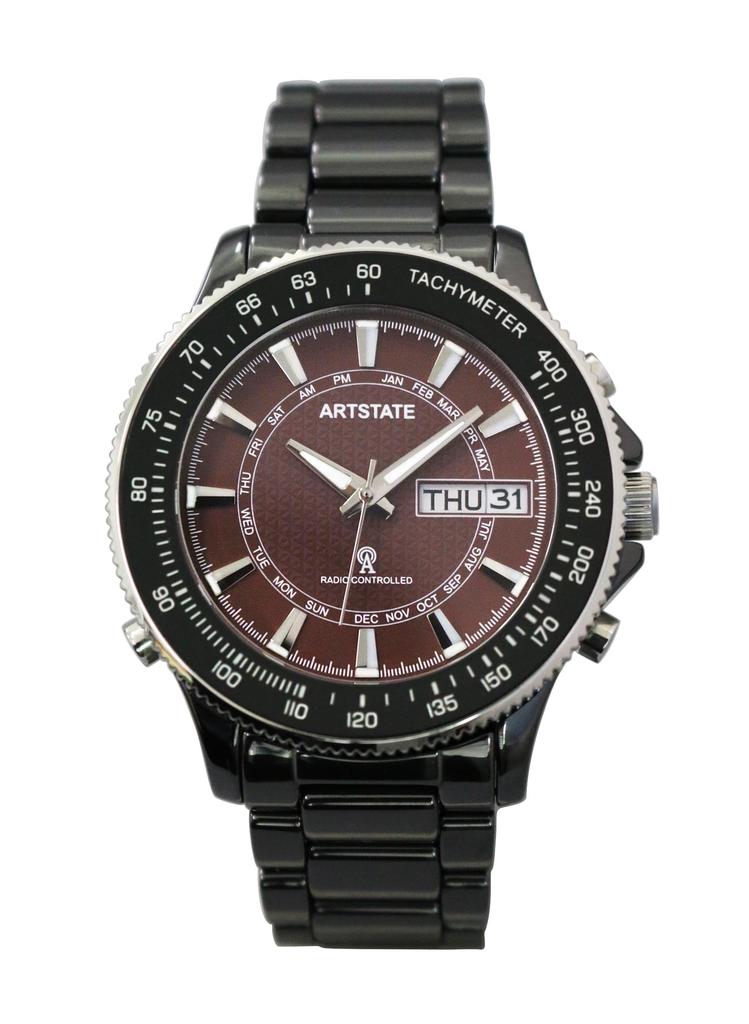 Watch with Date and Day Light Long Life [ARTSTATE W335B] Men's Radio-Controlled Display, Function, Black, Ceramic,