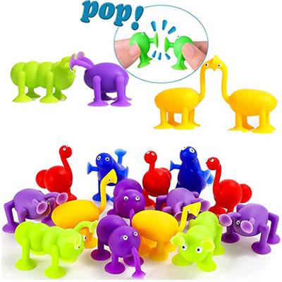 9 ADET Set Mini Hayvan Şekilli Vakumlu OyuncaklarÇok Renkli Yapı Taşları Çocuklar İçin Pop Emici Oyuncak Ebeveyn-çocuk Etkileşimli Oyun