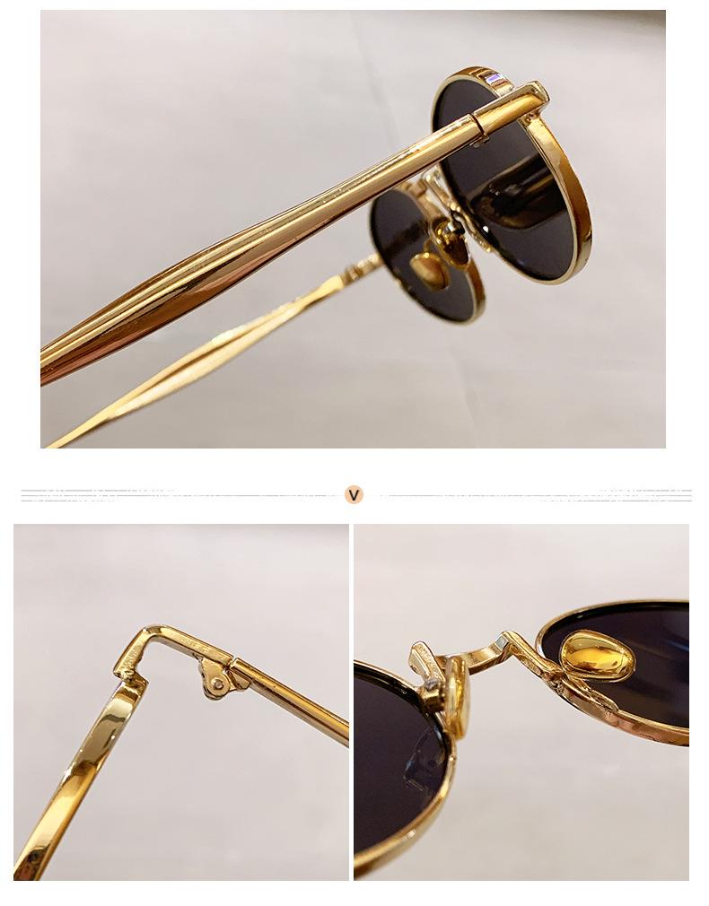 Retro Fashion Metal Oval Frame Sunglasses - Unisex European & American Street Style