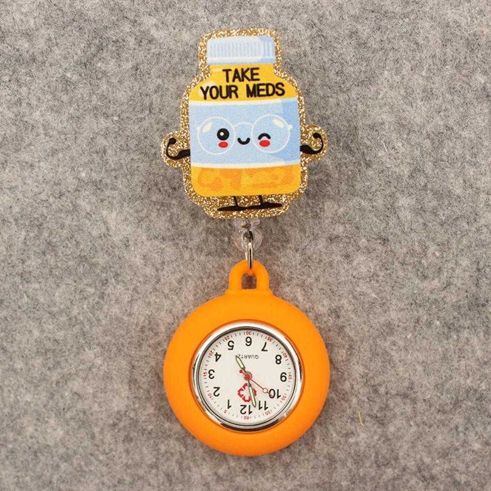 Cartoon Retractable Watch Brooch PVC Doctor Badge Reel Creativity Nurse Pocket Watches  Gift