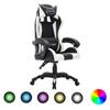Day and Night - Day and Night Gaming Chair with RGB LED Lights Black and White Synthetic Leather