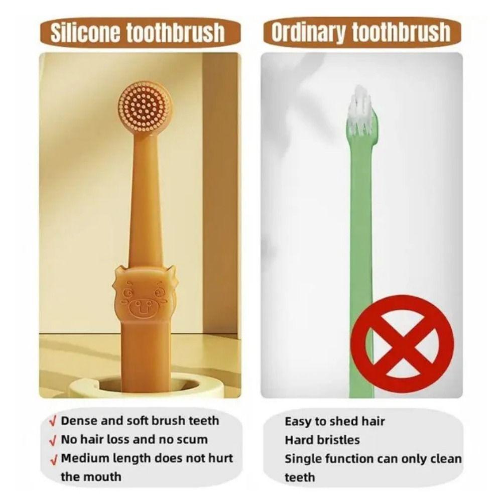 2pcs/set Soft Cat Toothbrush Bite Resistant Dog Teeth Teeth Cleaning Brush Teeth Whitening