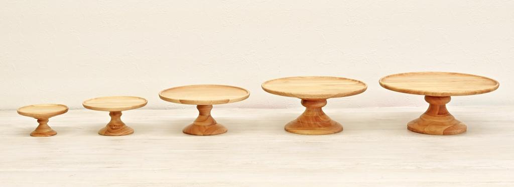 Swanson Shoji Wooden Cake Stand, Medium, Rubberwood, 21.5cm Diameter x 9.5cm Height, Compote Dish, Natural, KS-105