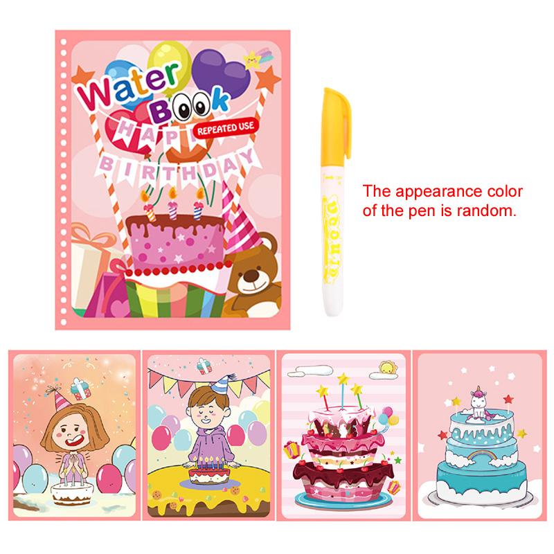 Water Drawing Book with Refillable Water Pen Reusable Magic Painting Drawing Board Cute Cartoon Pattern Gift for Boys Girls TMZ