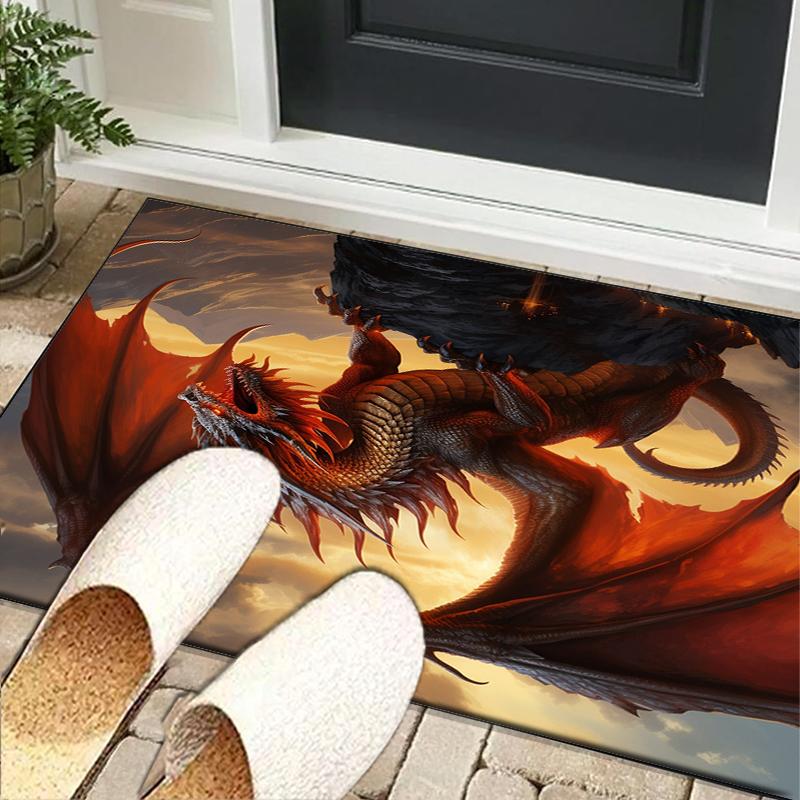 Fiery Dragon Artwork Office Rug Chair Mat, Entryway Carpet, Suitable for Front Door, Bedroom, Living Room, Desk, Holiday Gift