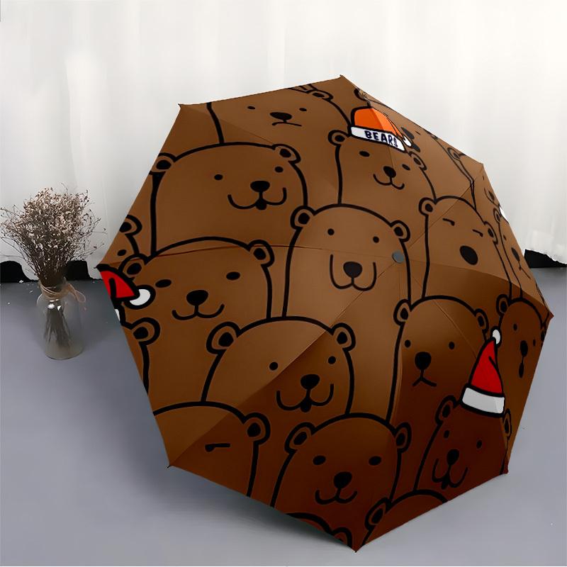 1pc Bears Christmas Hat Automatic Open/Close Umbrella, Portable Folding umbrella for Everyday Use yy250826087