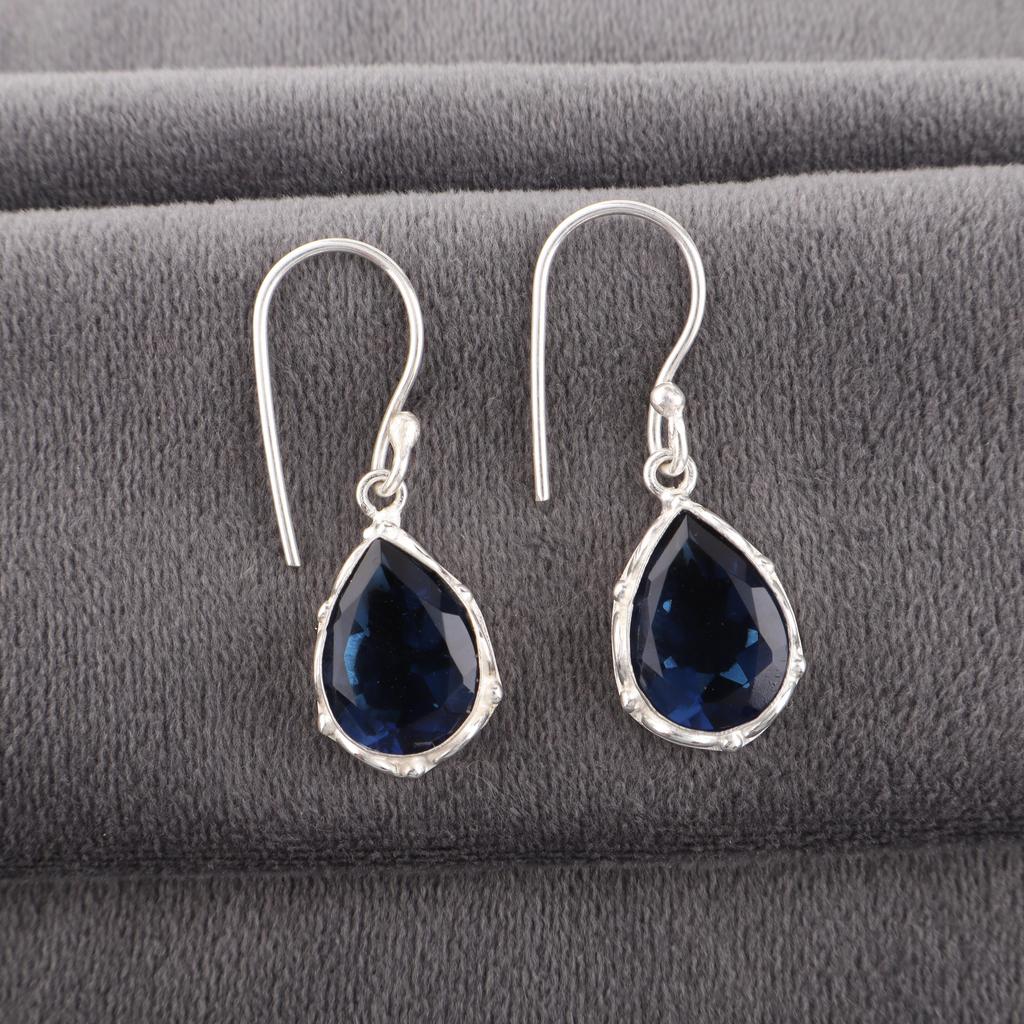 London Blue Topaz Jewelry, 925 Solid Sterling Silver Earrings, Handmade Gemstone Jewelry Earrings For Memorial Day