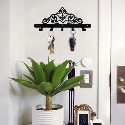 1pc Stylish Decorative Wall Rack - Metal, Wall Mounted with Hook, Ideal for Hanging Keys and Coats At Home