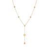 Gold Sun Charm Y-drop Necklace with Crystal Accents