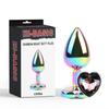 Rainbow Metal Anal Plug with Heart Jewel 2.7