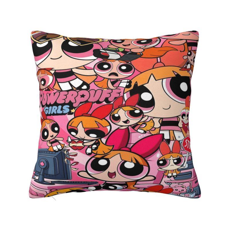 Custom Fashion The P-PowerPuffs Girls Cushion Covers 40x40cm Soft Cartoons Pillow Case for Car Square Pillowcase