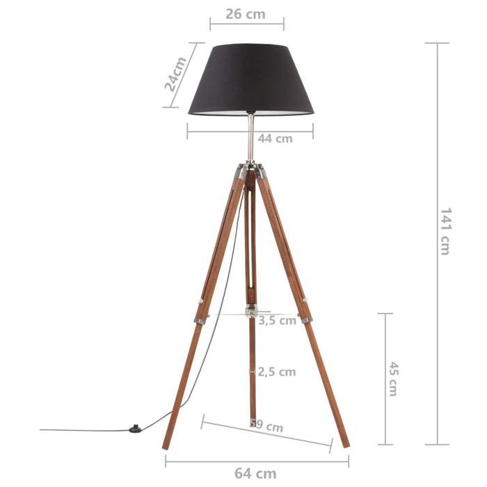 VidaXL Lampadaire à Trépied Marron Lampe sur Pied Lampe à Piédestal Salon Salle de Séjour Maison Intérieur Miel et Noir 141 288079