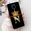 Clear Cover For Xiaomi Redmi Note 9s Case Fashion Luxury A-Z Letters Crown Soft TPU Phone Case M2003J6A1G