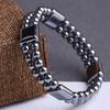 Fashionable Double Layer Terahertz Bracelet Comfort Wear Terahertz Bracelet Meditation Accessory Stone Texture for Daily