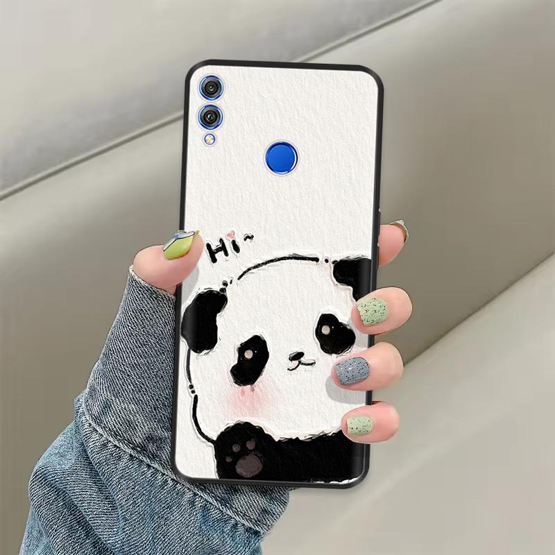 For Honor 8X Case Soft Liquid Silicone Full Coverage Phone Case For Huawei Honor 8X Cases Honor8X Cute Panda Back Cover Fundas