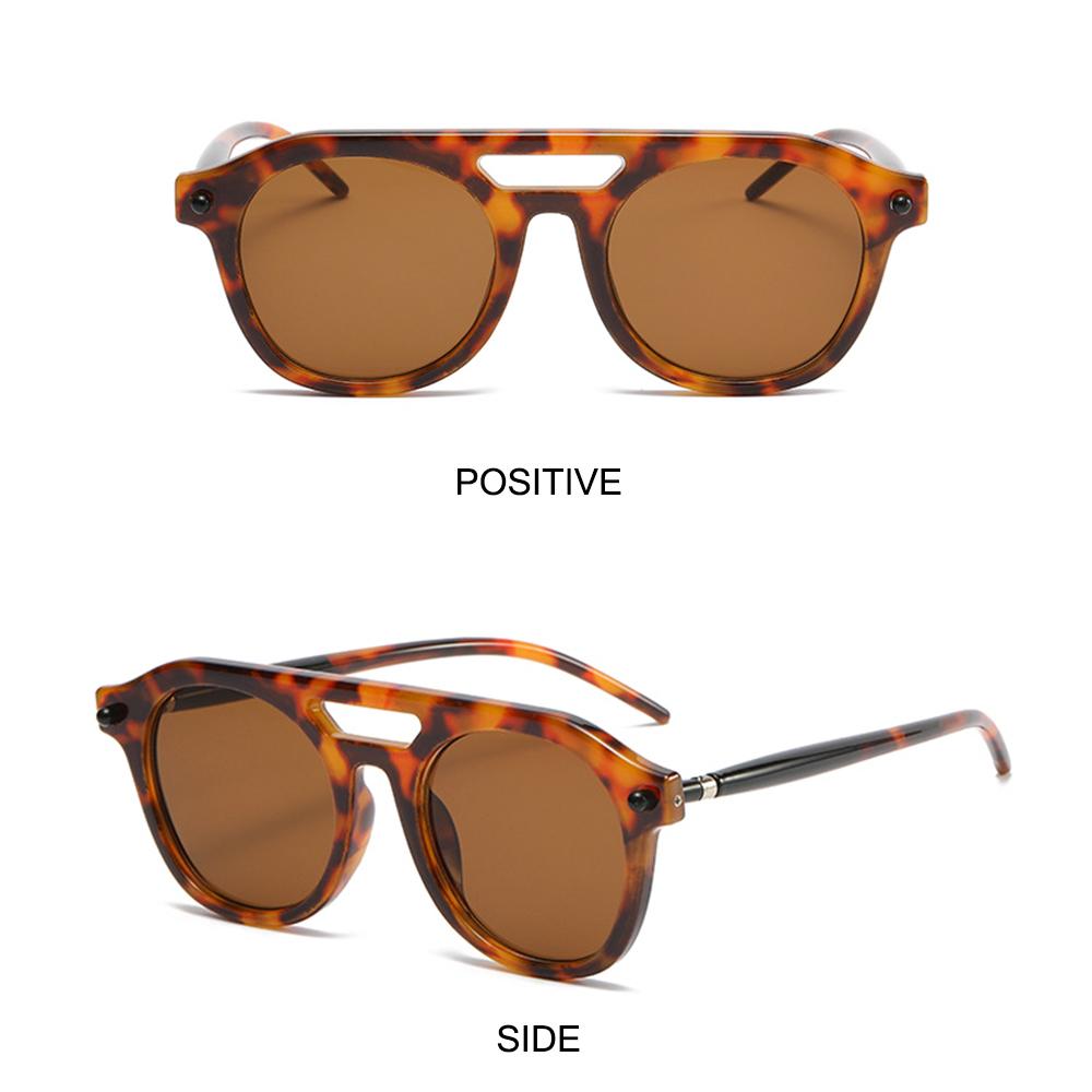 Stylish Pilot Round Sunglasses Double Bridge Sunglasses UV Protective Glasses Orange Shades for Women Men Hip-Hop Sun Eyeglasses