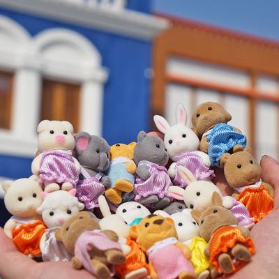 Maison de poupée 1:Échelle 12 Famille de la Forêt Lapin Canard Renne Bébé Animal Ensemble Salon Meubles Miniatures Jeu d'Imitation Cadeaux pour Filles