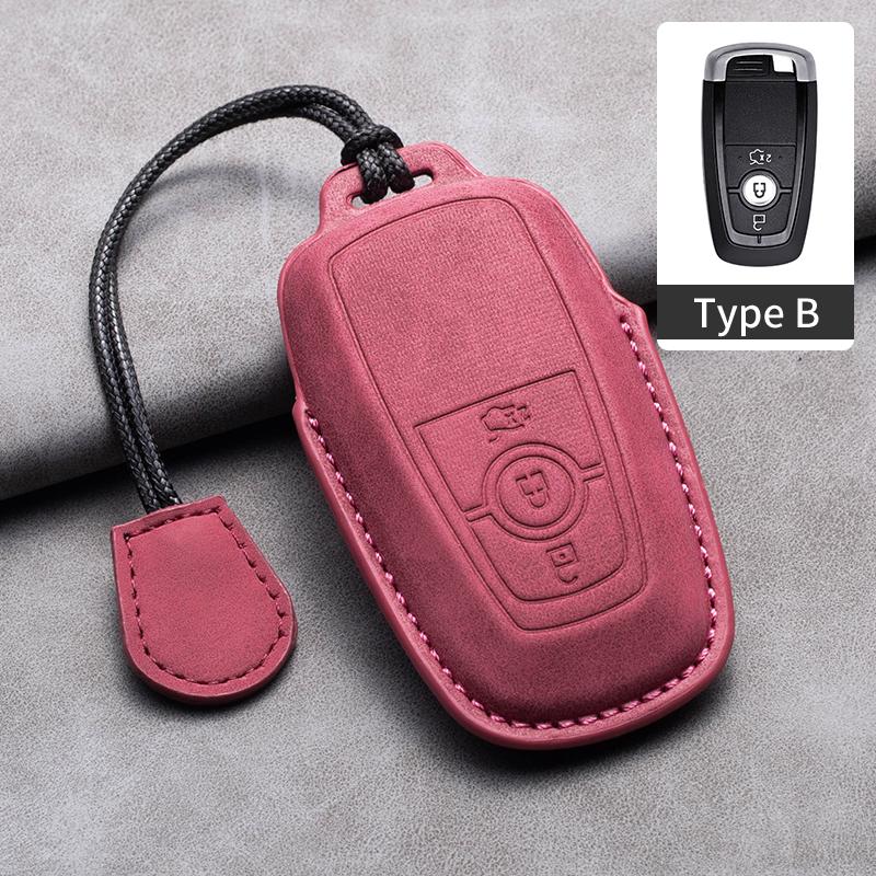Styling Mouldings Sheepskin Car Key Cover Case for Ford Maverick Focus Edge Explorer Everest Fusion Mondeo Mustang Raptor Bronco