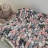 Hand-Woven Rainbow Cat Tail Wool Blanket: Cozy, Non-Shedding, Fade-Resistant
