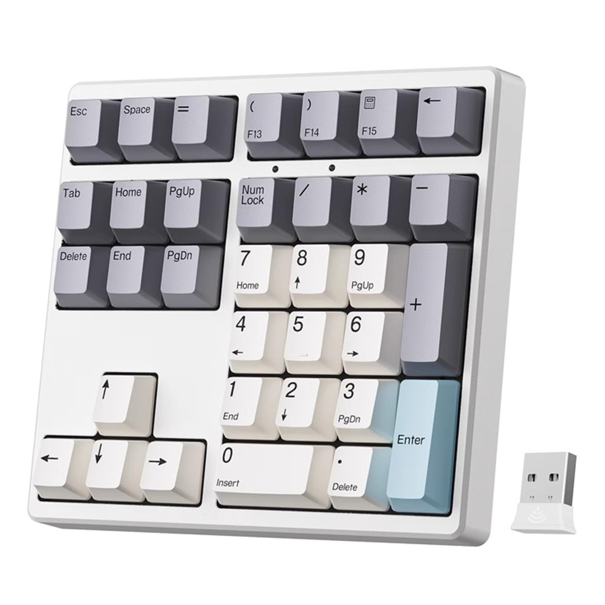 

BRIMFORD 34-Key Mechanical Keyboard with 2.4G Wireless Receiver, Blue, Red, and Brown Switches, Rechargeable, Hot-Swappable Arrow Keys, PBT Keycaps,