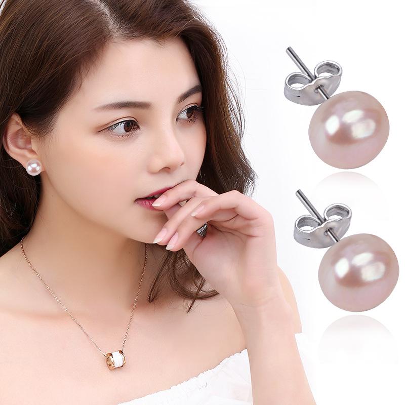 

925 Silver Pearl Stud Earrings - Korean Minimalist Women s Fashion Jewelry 925 Silver белый