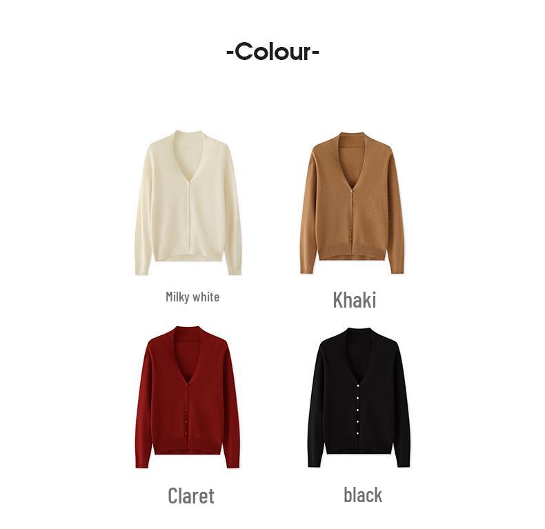 Women's Soft Cashmere V-neck Button-up Cardigan - 2023 Autumn/Winter Collection