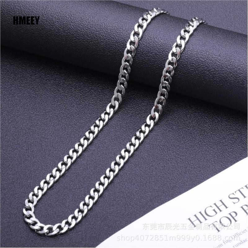 Hmeey Stainless Steel Chain Necklace Long Hip Hop for Women Men On The Neck Fashion Jewelry Gift Accessories Silver Color Choker