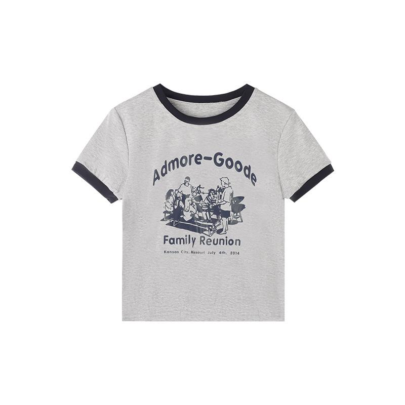 

2024 Женская футболка облегающего кроя с принтом в виде букв Sweet & Spicy, круглым вырезом и короткими рукавами Extra Extra Large серый