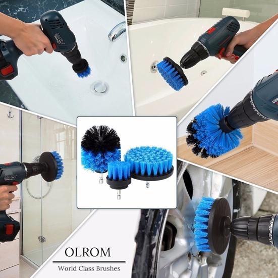 3 Sizes Bathroom Crodless Power Scrubber Drill Brush Cleaning Attachment Kit