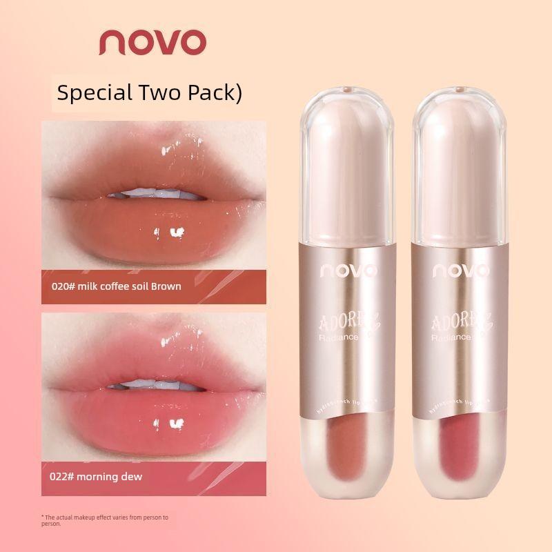 Novo Plain Light Makeup White Lip Lacquer Naked Women Color Series Water Light Mirror Lipstick Glass Lip Gloss Does Not Fade No Stain on Cup