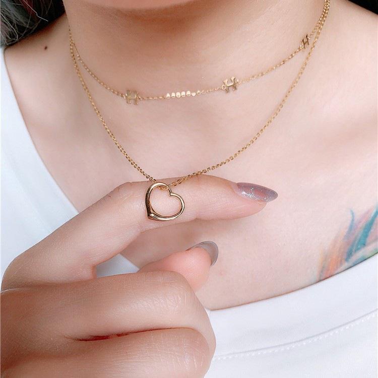 18K Gold-Plated Sterling Silver Heart Pendant Necklace for Women Platinum