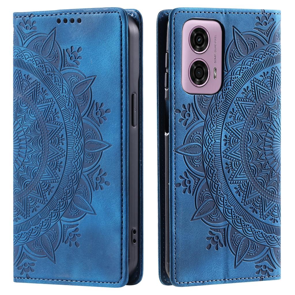 For Motorola Moto E14 4G/G04 4G/G04s 4G/G24 4G Phone Cover Imprinted Flower Pattern Leather Wallet Case