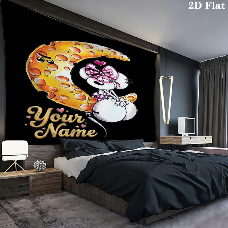 Diddl Custom Name Wall Tapestry Aesthetic Wall Hanging Printed Fabric Blanket Decorative Tapestries for Bedroom Living Room Home Decor