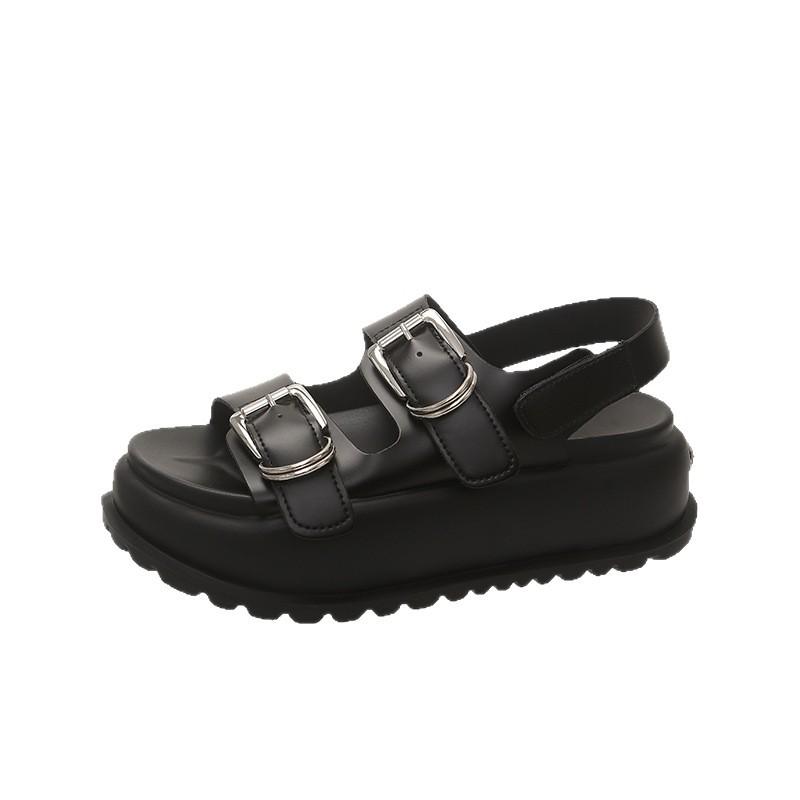 Platform sandals women's 2025 new summer versatile explosion super fire casual beach Velcro muffin Roman shoes