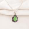 Green Cat's Eye Gemstone Jewelry, 925 Solid Sterling Silver Pendant, Handmade Meditation Silver Pendant For Wedding Gift