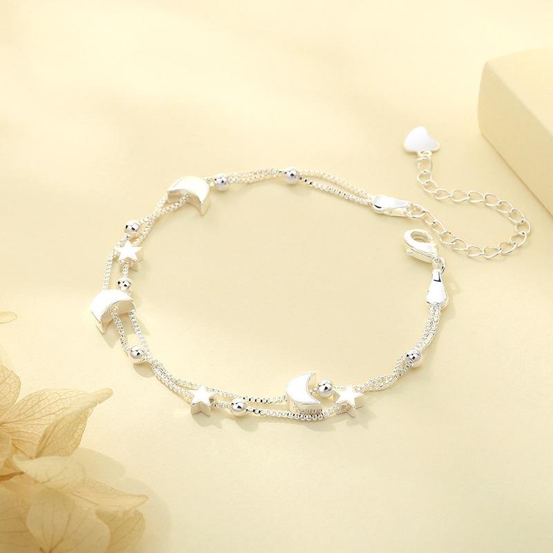 925 Sterling Silver Hand Bracelet Star Moon Bracelets For Women Couple Elegant Jewelry Accessories Jewellery Money 925