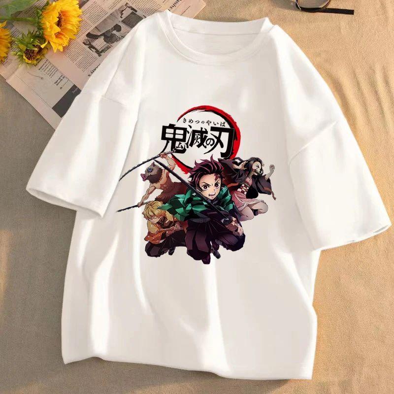 Cotton Demon Slayer Character Tshirt New Summer Anime Print Loose and Casual ParentChild Style ShortSleeve Top