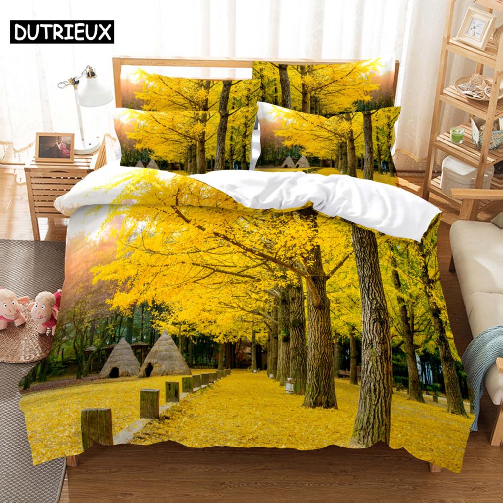 3D HD Scenic Quilt Cover Duvet Pillow Case bed Set Linen Woods Scene Forest King Queen Twin Single Double 3PCS 2PCS Home Textile