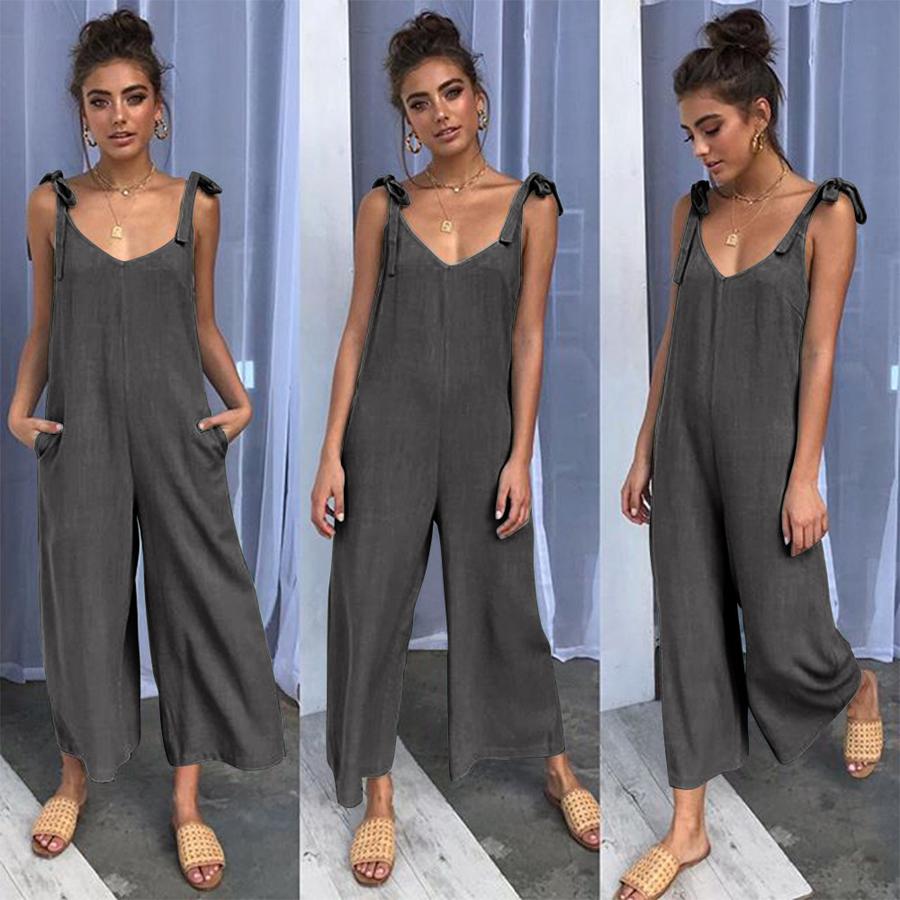 New Summer Women's Clothing Oversized Tie-Belt Jumpsuit